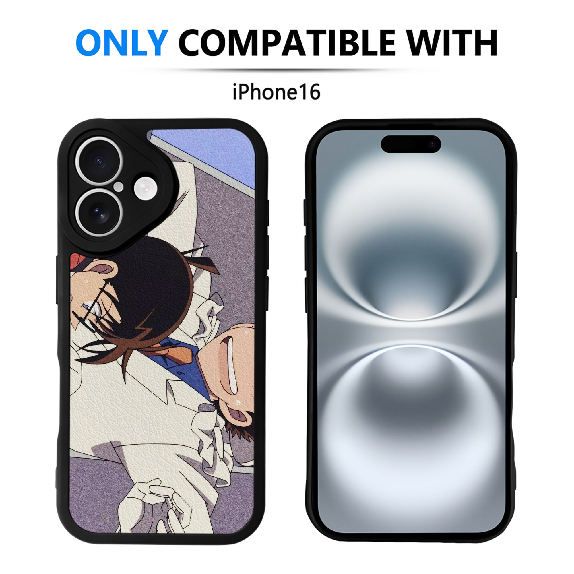 （画像用） 名探偵コナン Detective Conan 【iPhone 16シリーズ対応】シリコンスマホケース（レザー調） 材質：シリコン